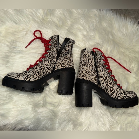 Gianni Bini Ryedderr Cheetah Print Heeled Lug Sole Combat Boots- NWOB - Picture 11 of 12